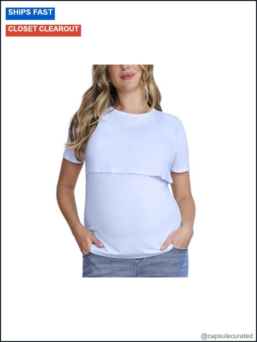 Short Sleeve Crew Neck Nursing Lightweight Tee Shirt for Breastfeeding with